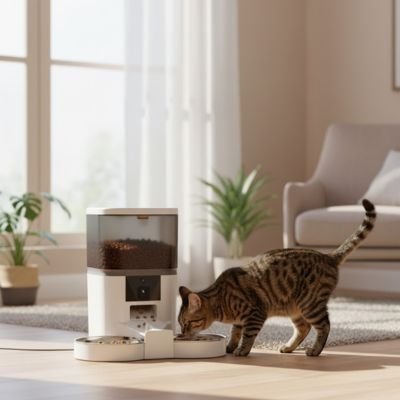 Distributeur de croquette connecté blanc wifi