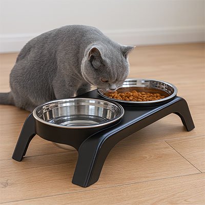 Gamelles surélevées chat en acier inoxydable hygiénique