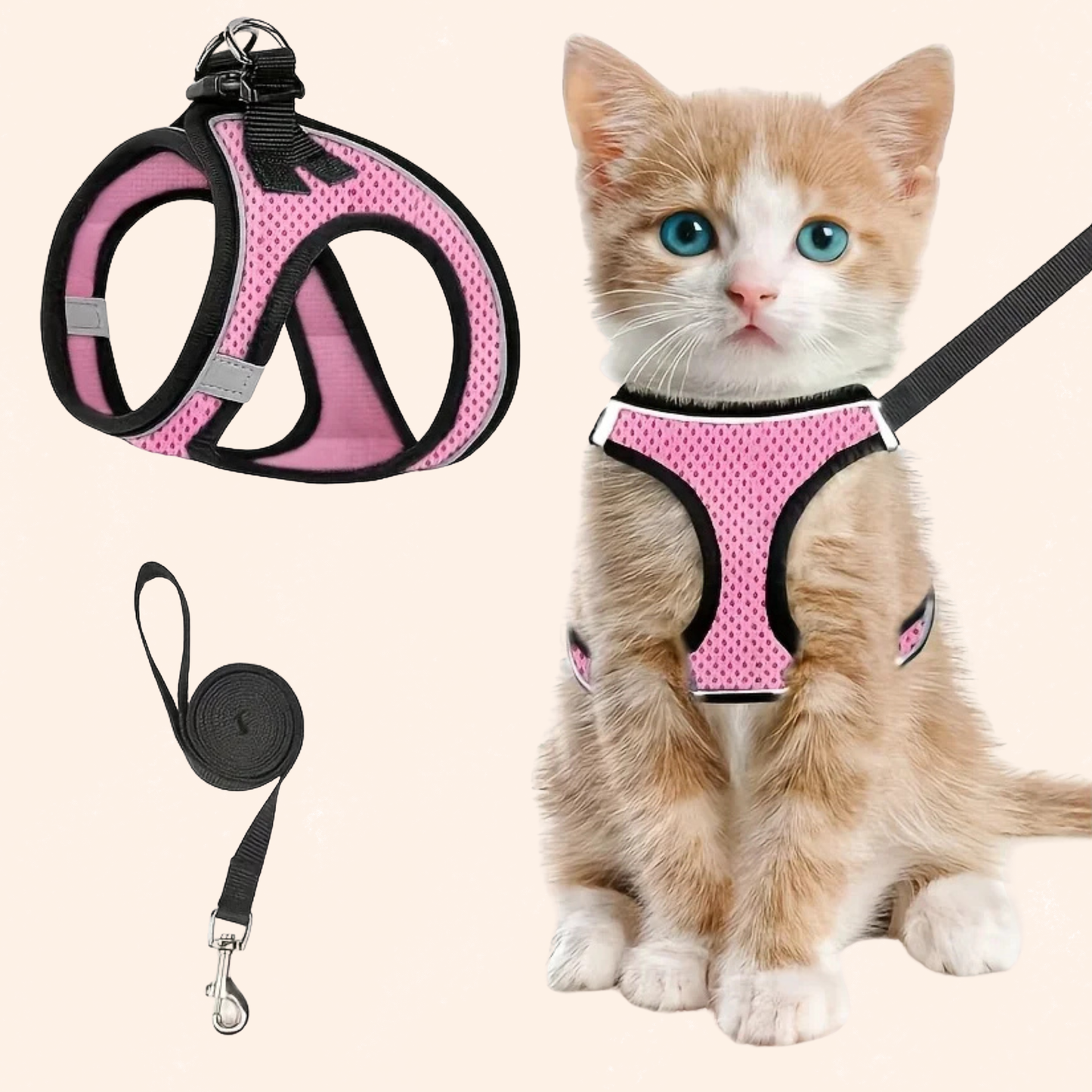 harnais chaton gilet rose réglable
