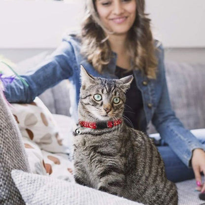 Collier chat anti étranglement étoiles et lunes rouge