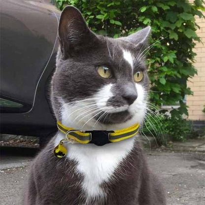 Collier chat anti étranglement réfléchissant jaune