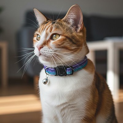 Collier pour chat anti étranglement violet clochette