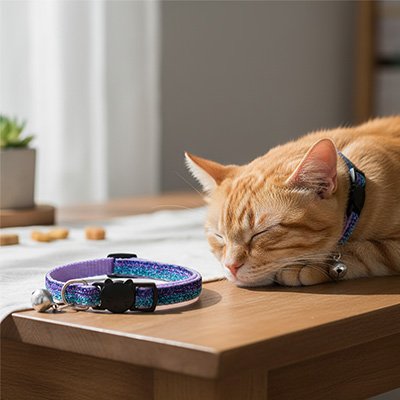 Collier pour chat anti étranglement violet sécurité