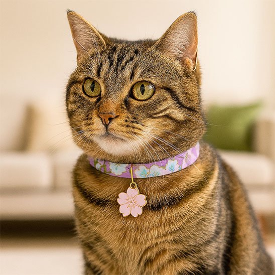 Collier pour chaton japonais à paillettes violet