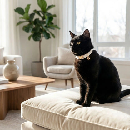 Colliers pour chatons en velours blanc