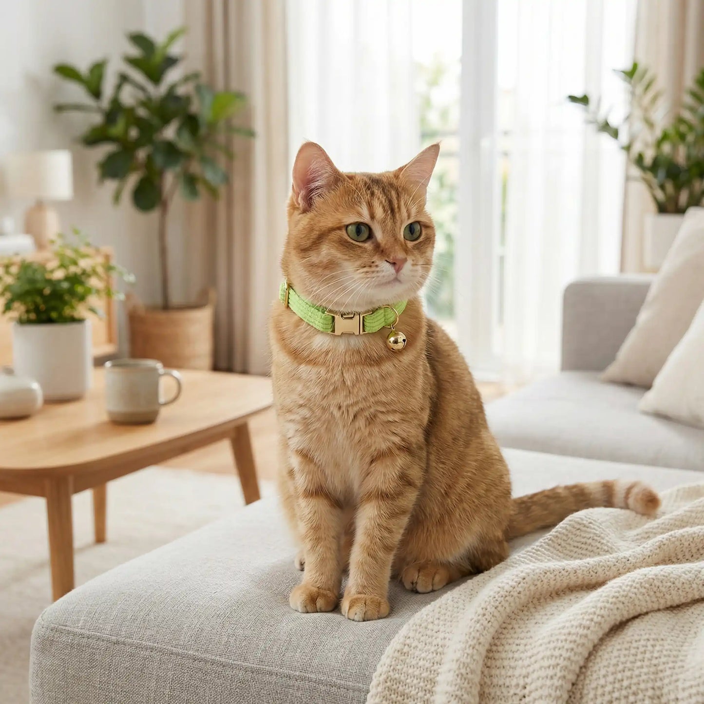 Colliers pour chatons en velours vert