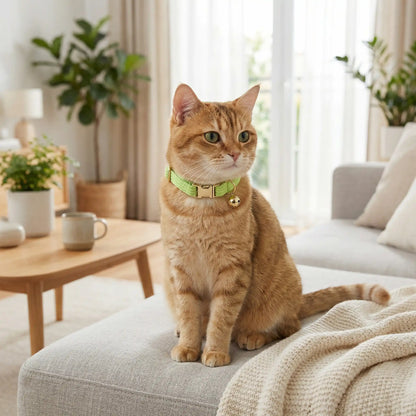 Colliers pour chatons en velours vert