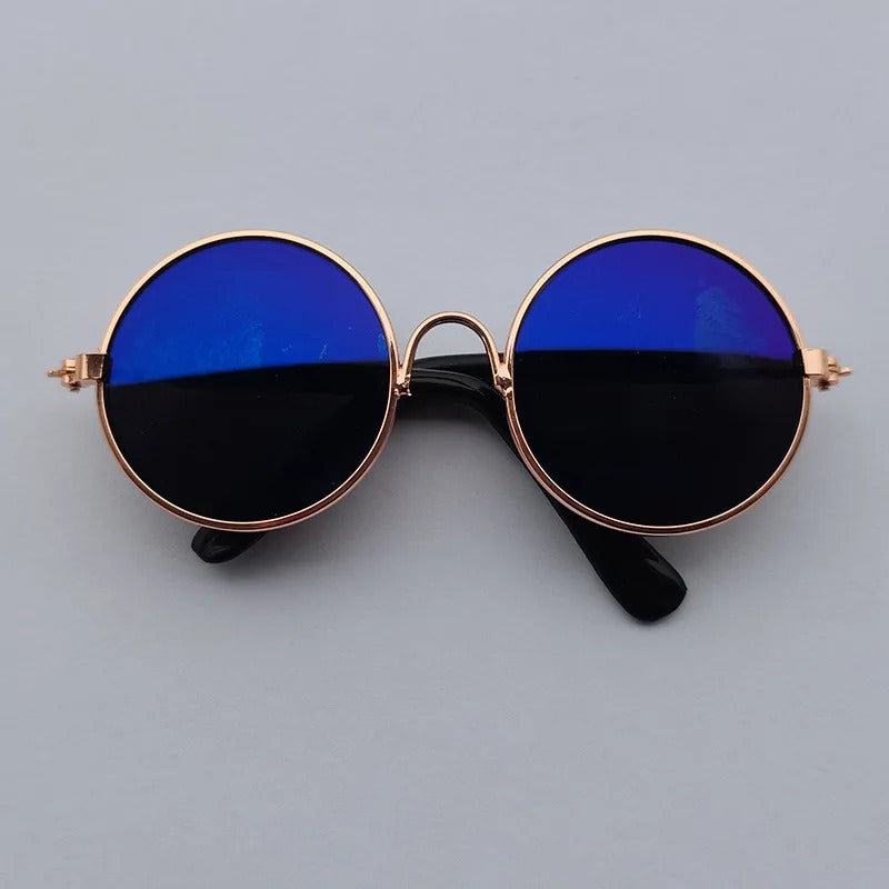 Déguisement-pour-les-chats-lunettes-de-soleil-bleu-doré