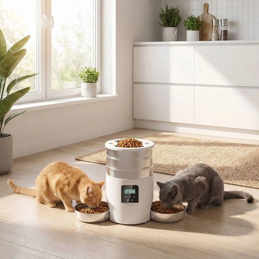 DISTRIBUTEUR AUTOMATIQUE CROQUETTE | POUR 2 CHATS - Leschamour