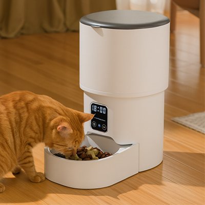 Distributeur croquette chat automatique 4l blanc