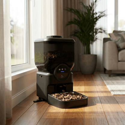 DISTRIBUTEUR CROQUETTES CHAT PROGRAMMABLE | RECHARGEABLE NOIR - Leschamour