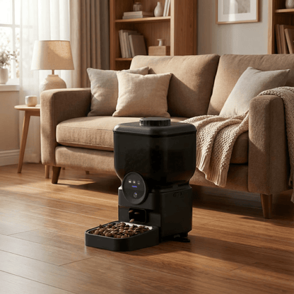 DISTRIBUTEUR CROQUETTES CHAT PROGRAMMABLE | RECHARGEABLE NOIR - Leschamour