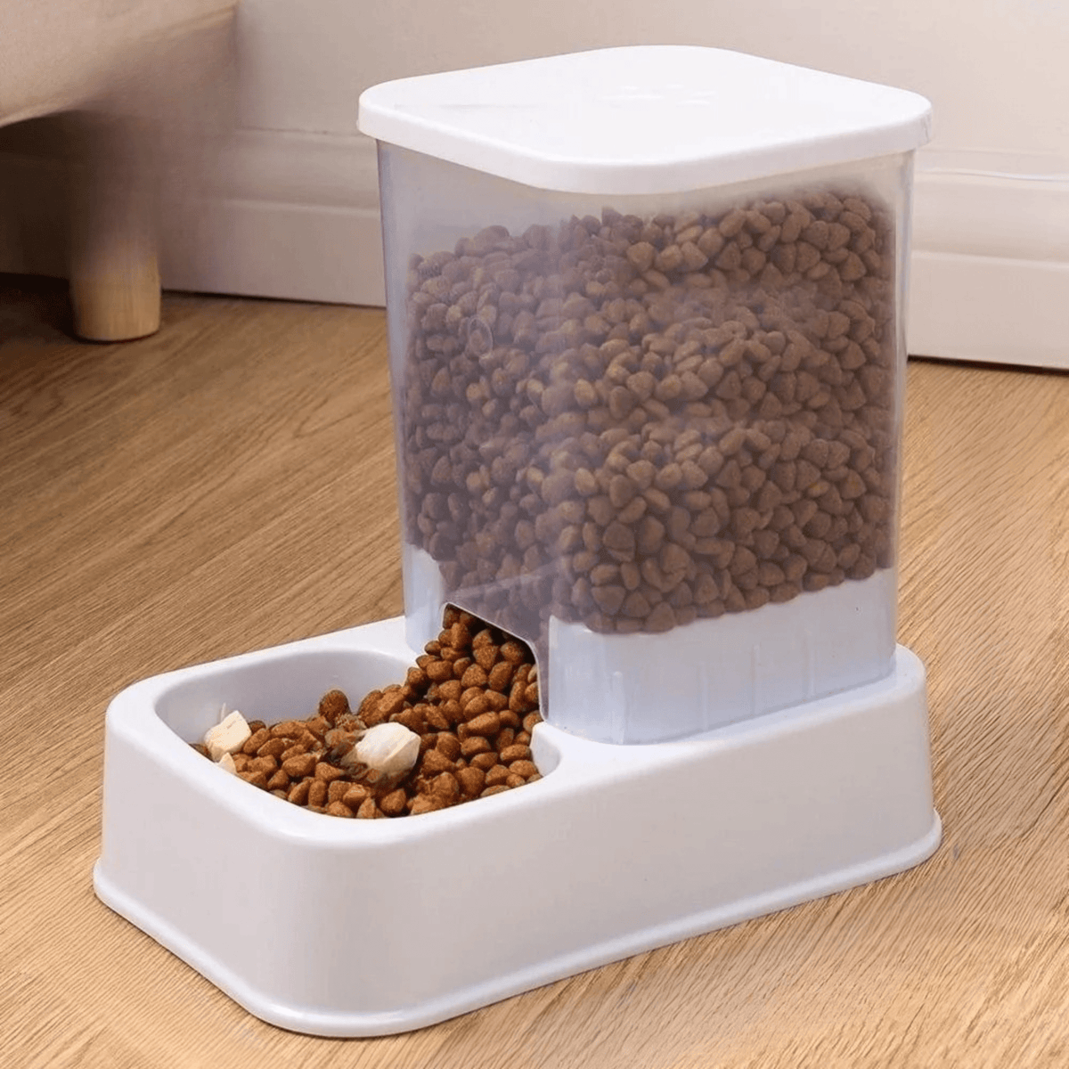DISTRIBUTEUR CROQUETTES ET EAU CHAT | BLANC - Leschamour