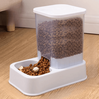 DISTRIBUTEUR CROQUETTES ET EAU CHAT | BLANC - Leschamour