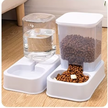 distributeur croquettes et eau chat blanc antidérapant
