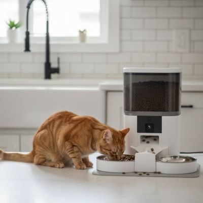Distributeur de croquette connecté blanc 4L