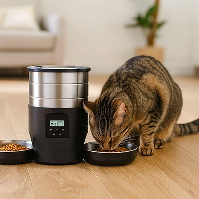 Distributeur nourriture pour chat automatique 4.5 L chat qui mange