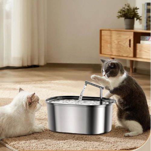 FONTAINE A EAU POUR CHAT | EN ACIER INOXYDABLE - Leschamour
