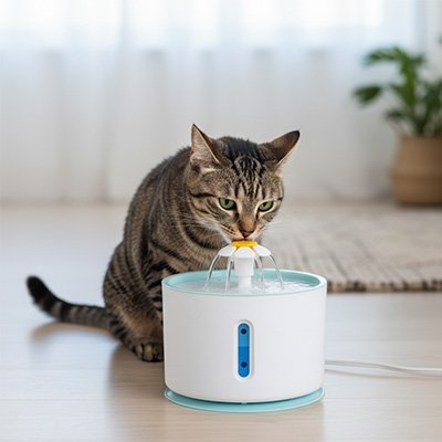 Fontaine à eau pour chat silencieuse