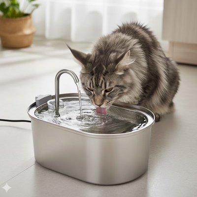 Fontaine eau chat silencieuse facile à nettoyer