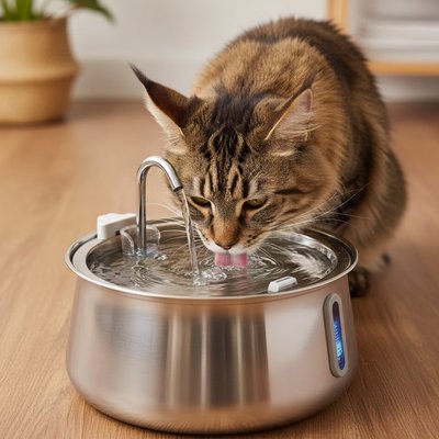 Fontaine pour chat silencieuse chat qui boit