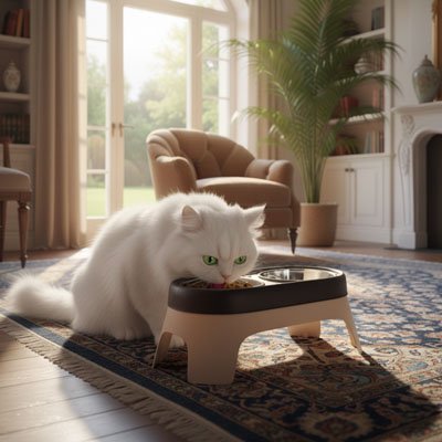 Gamelle Chat en hauteur en acier inoxydable