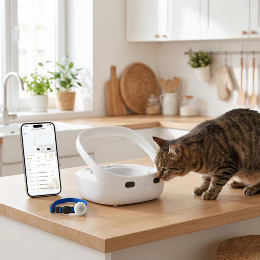 GAMELLE POUR CHAT AUTOMATIQUE | AVEC COLLIER ET APPLICATION - Leschamour