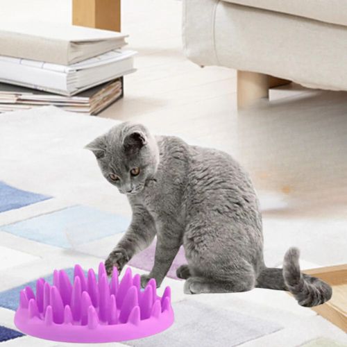 GAMELLES ANTI GLOUTON CHAT | VIOLETTE EN SILICONE - Leschamour
