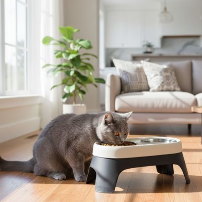 GAMELLES CHAT EN HAUTEUR | EN ACIER INOXYDABLE - Leschamour