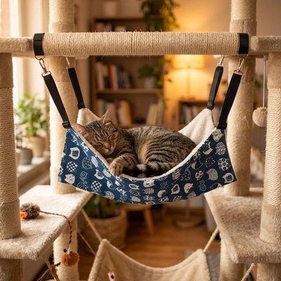 Hamac à Chat suspendu à un arbre à chat