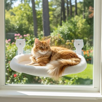 Hamac fenetre Chat blanc