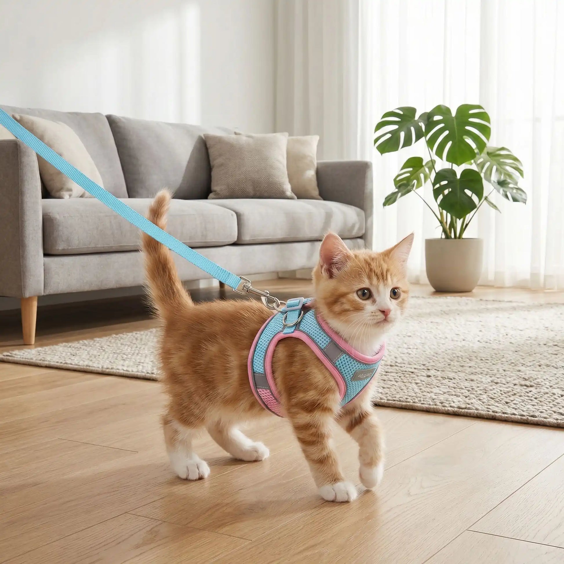 Harnais chaton 3 mois anti-fugue rose