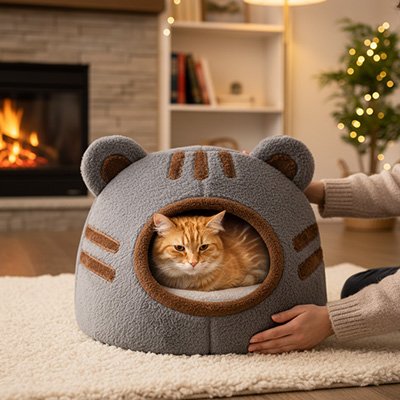 Nid chat tête d'ours gris