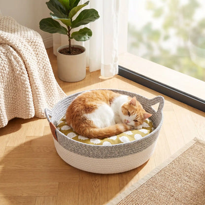 panier chat en osier artisanal