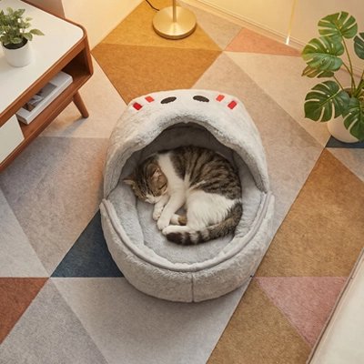 Panier original Chat chausson gris