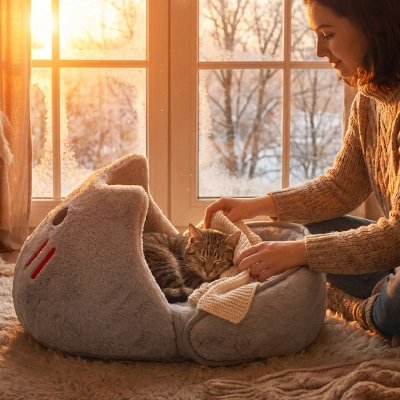 Panier original Chat chausson moelleux