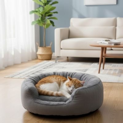 panier original chat moelleux gris