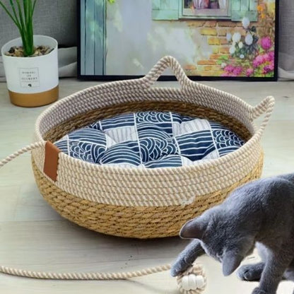 PANIER EN OSIER POUR CHAT  | ROTIN