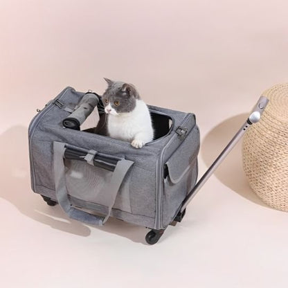 sac transport chat xxl avec roulettes poignée rétractable