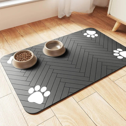 tapis gamelle chat absorbant gris