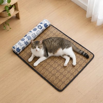 TAPIS RAFRAICHISSANT CHAT | TISSÉ EN ROTIN - Leschamour